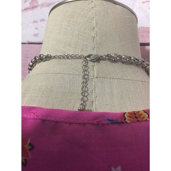 NWT New Bohemian Flower Beaded Necklace Silver & Gold Chunky Chain 20” - Picture 13 of 16